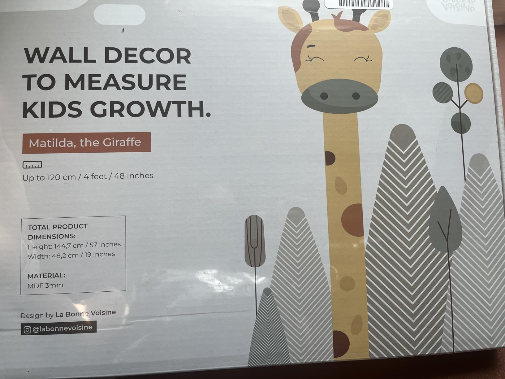 Matilda the Giraffe - Growth Chart for Kids Up to 4 ft - Wooden Height Chart for Wall - Kids Height Measurement Ruler, Nursery Room Decor, Easy Install customer photo 1