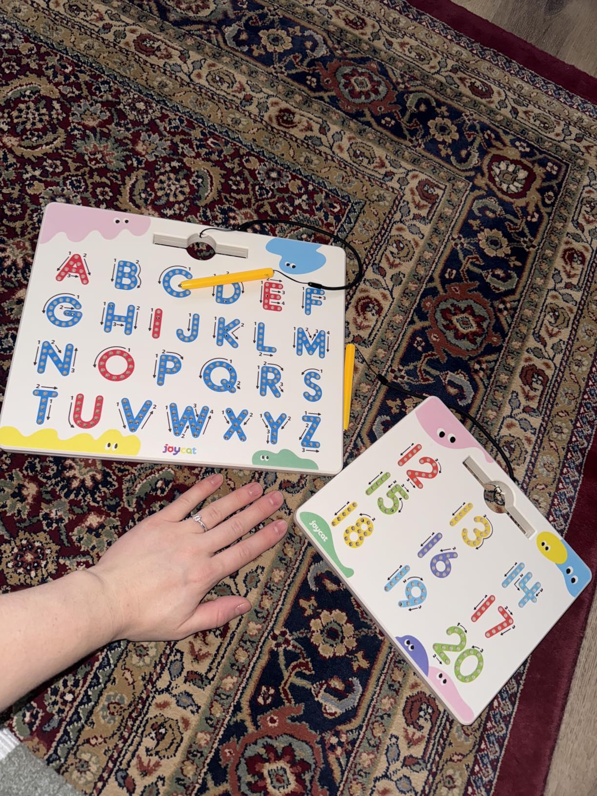 JoyCat Magnetic Letter and Number Tracing Board Set, Double Sided Alphabet & Numbers Board for Toddlers, ABC Uppercase & Lowercase Practice, Math Learning, Preschool Educational Gift Toys for Kids customer photo 1