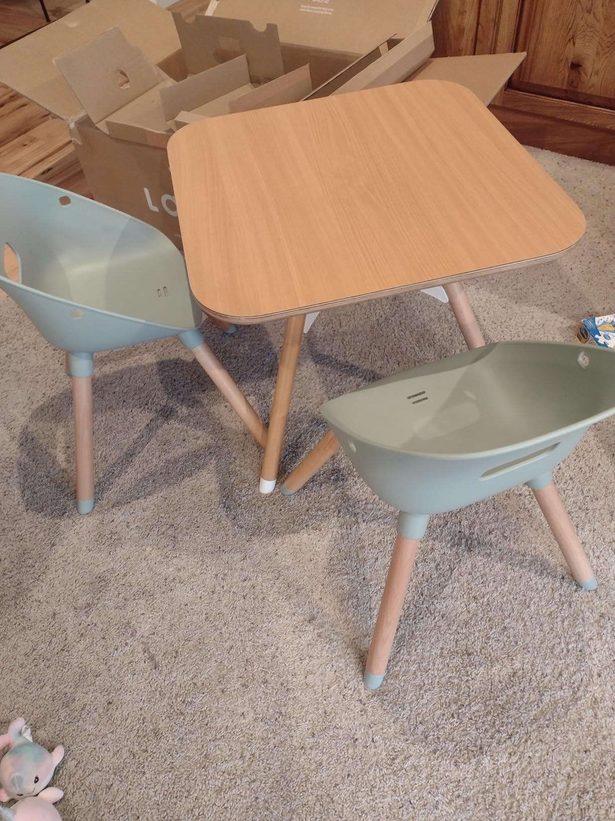 Lalo The Play Kit - Kids Table and Chairs Set - Toddler Activity Table for Playroom, Snack Time, Arts & Crafts - Easy to Clean - Natural/Licorice customer photo 1