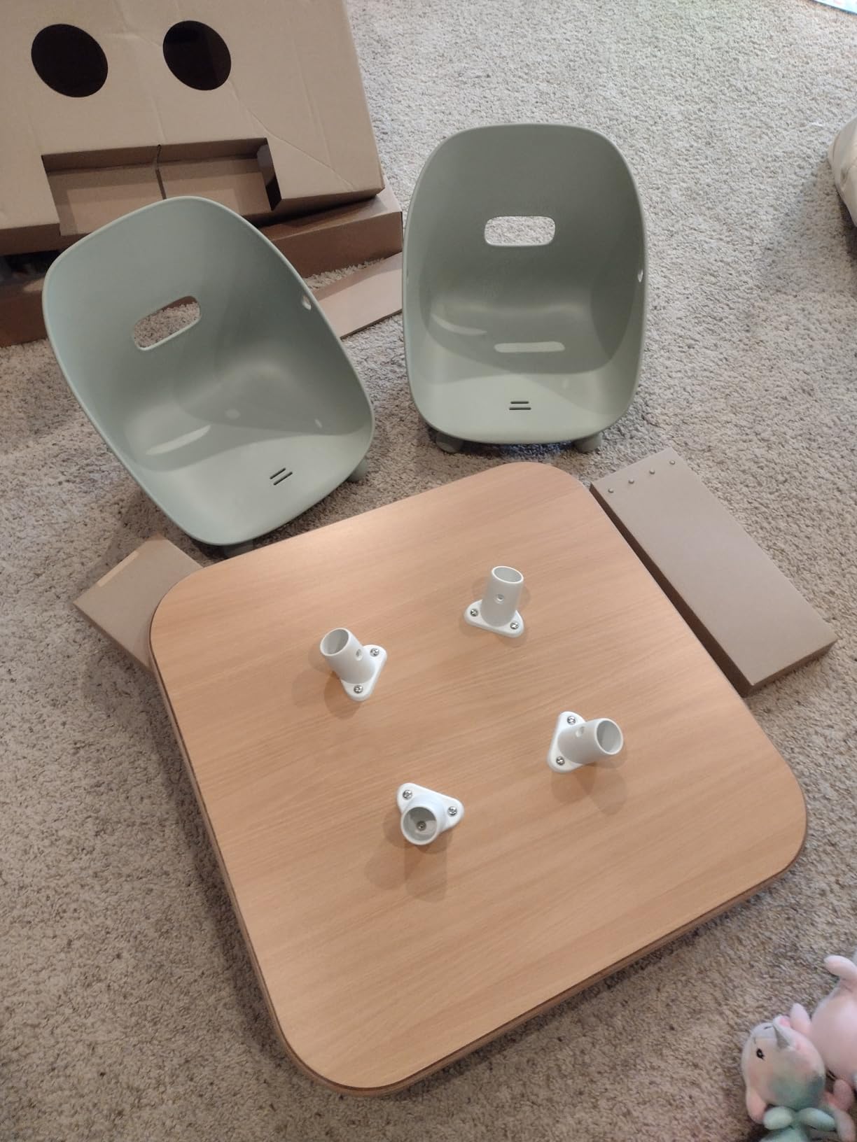 Lalo The Play Kit - Kids Table and Chairs Set - Toddler Activity Table for Playroom, Snack Time, Arts & Crafts - Easy to Clean - Natural/Licorice customer photo 2