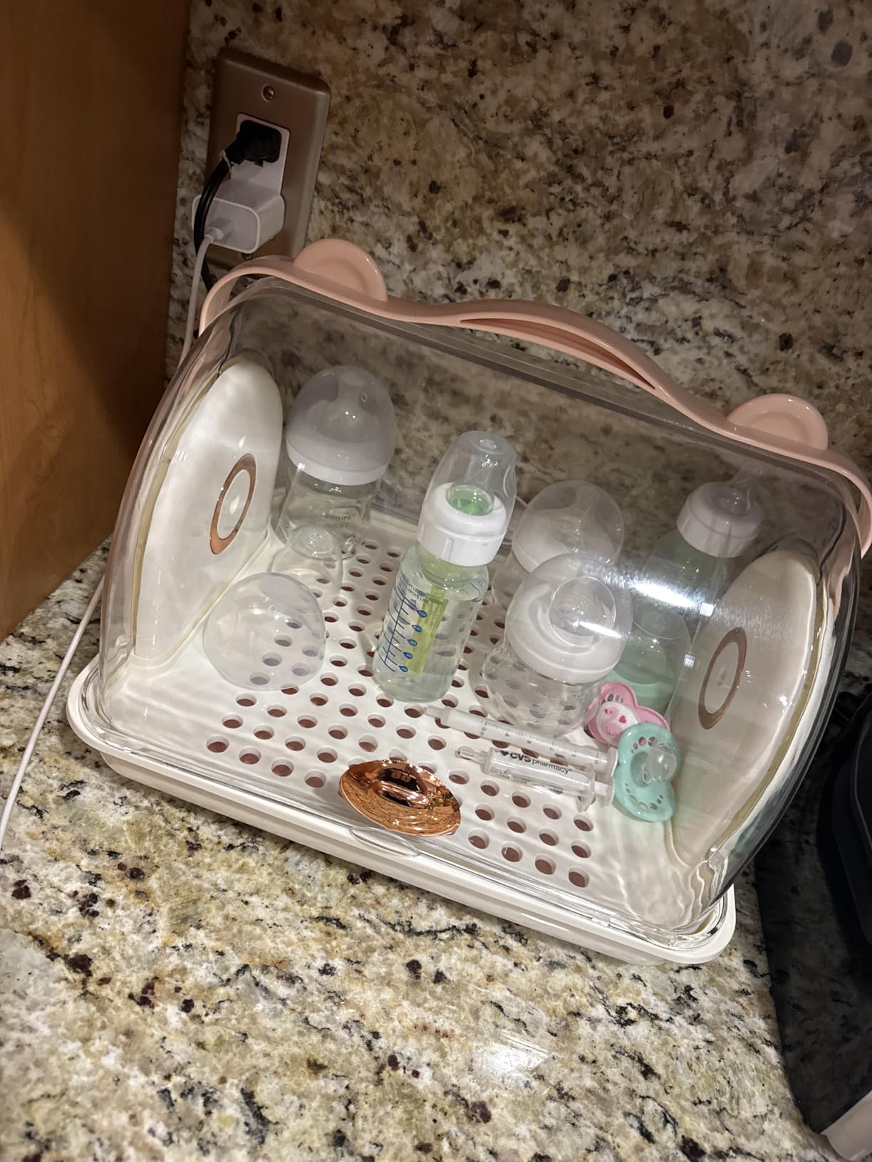 Baby Bottle Drying Rack Storage with 3 Brush, Nursing Bottle Storage Box Organizer with Cover, Portable Kitchen Cabinet Organizer, Durable countertop Dryer (Blue) customer photo 2
