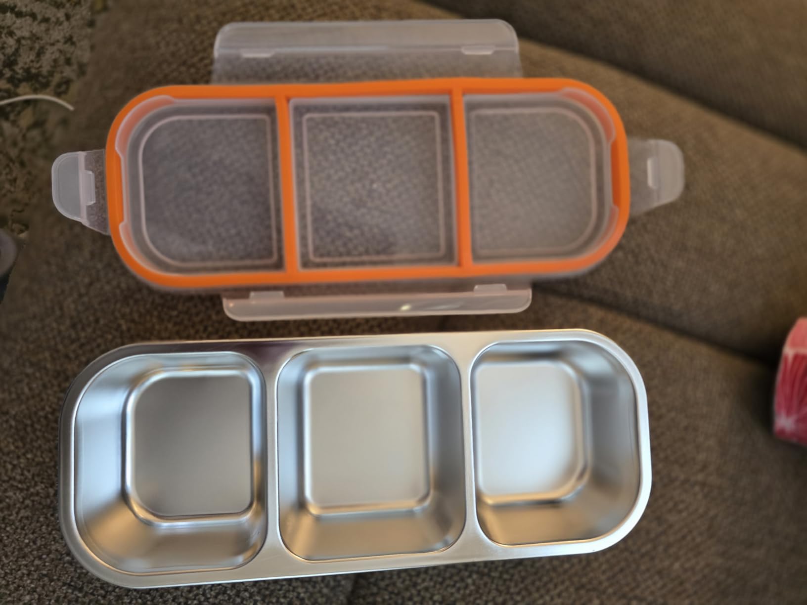 KTKUDY 3 Pack Stainless Steel Snack Containers for Kids & Adults - Large - Leak-Proof 2-Compartment Stackable Snack Lunch Boxes for Daycare, School, Work & Travel customer photo 1