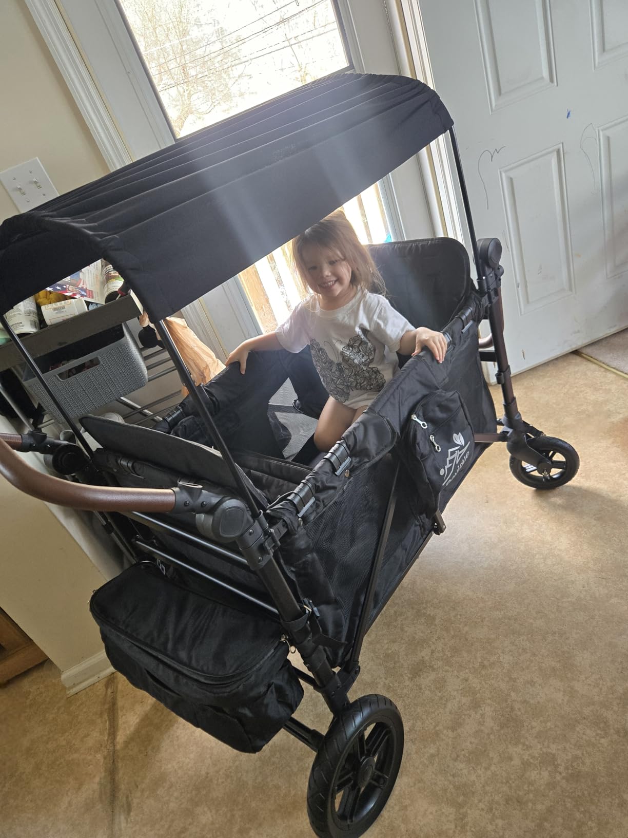 Rovique Wagon Stroller 4 Seater - Includes Adjustable Canopy,Convertible Seats, Snack Tray, Parent Organizer, 5-Point Harness, Push/Pull Adjustable Handle customer photo 2
