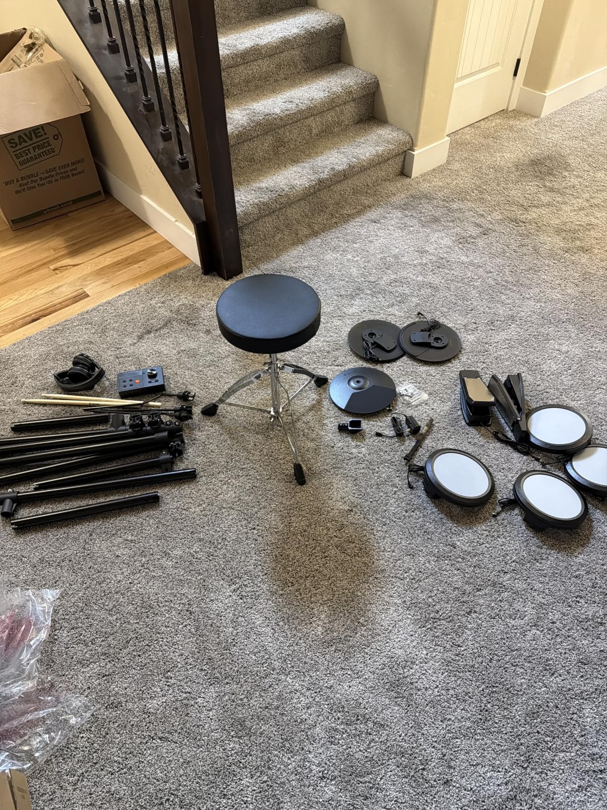 Donner DED-70L Electronic Drum Set with LED Light Up Quiet Mesh Drum Pads & 9
