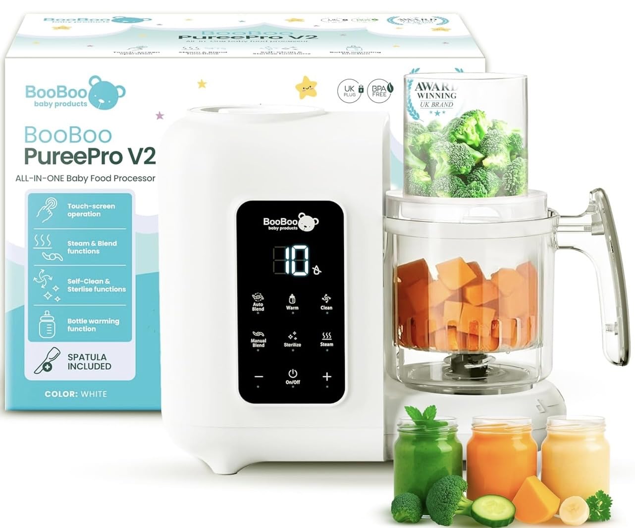 BooBoo Baby PuréePro V2 5-in-1 Baby Food Maker - Multifunctional Puree Blender, Auto Cooking & Grinder Chopper - Baby Food Processor with Steamer, Bottle Warmer, Sterilizer & Self Cleaning Operation customer photo 1