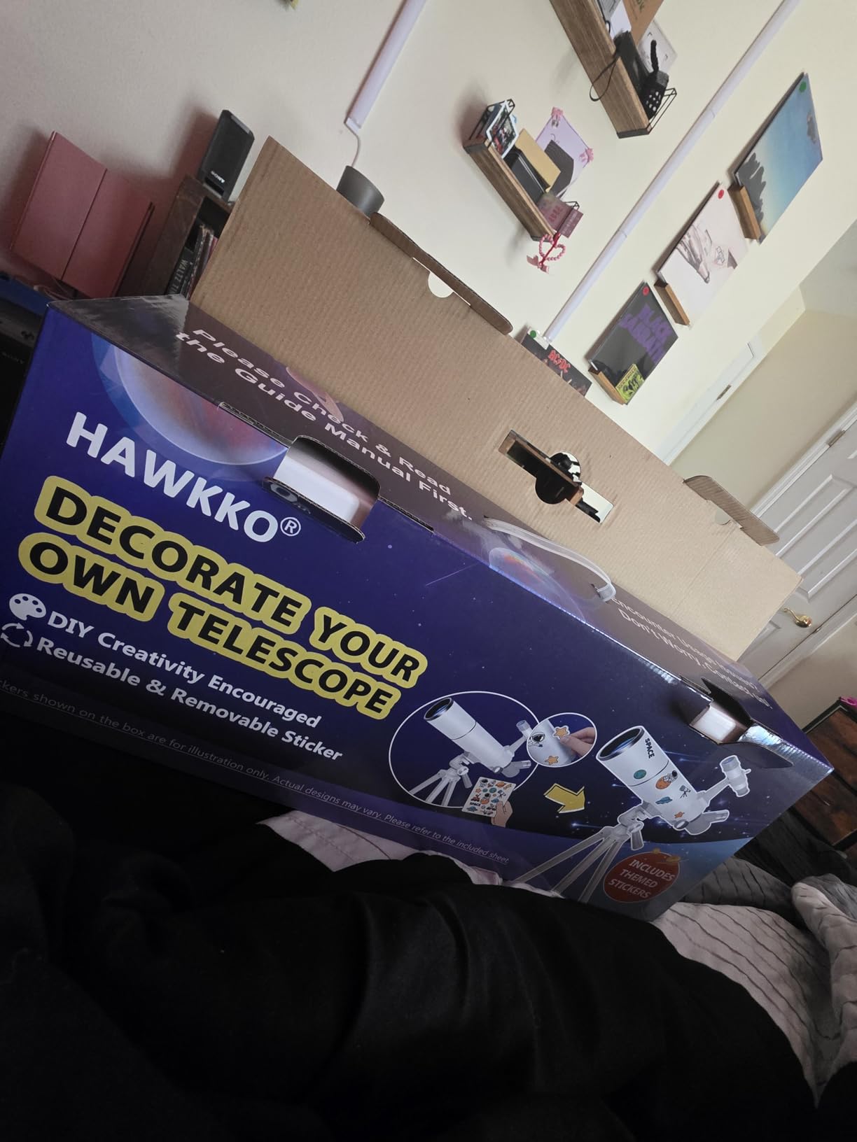 Hawkko Telescope for Adults & Kids - 80mm Aperture 500mm Telescopes for Adults Astronomy, (20X-150X) Portable Refractor Telescope Kit for Beginners with Decorate Stickers, AZ Tripod, Phone Adapter customer photo 1