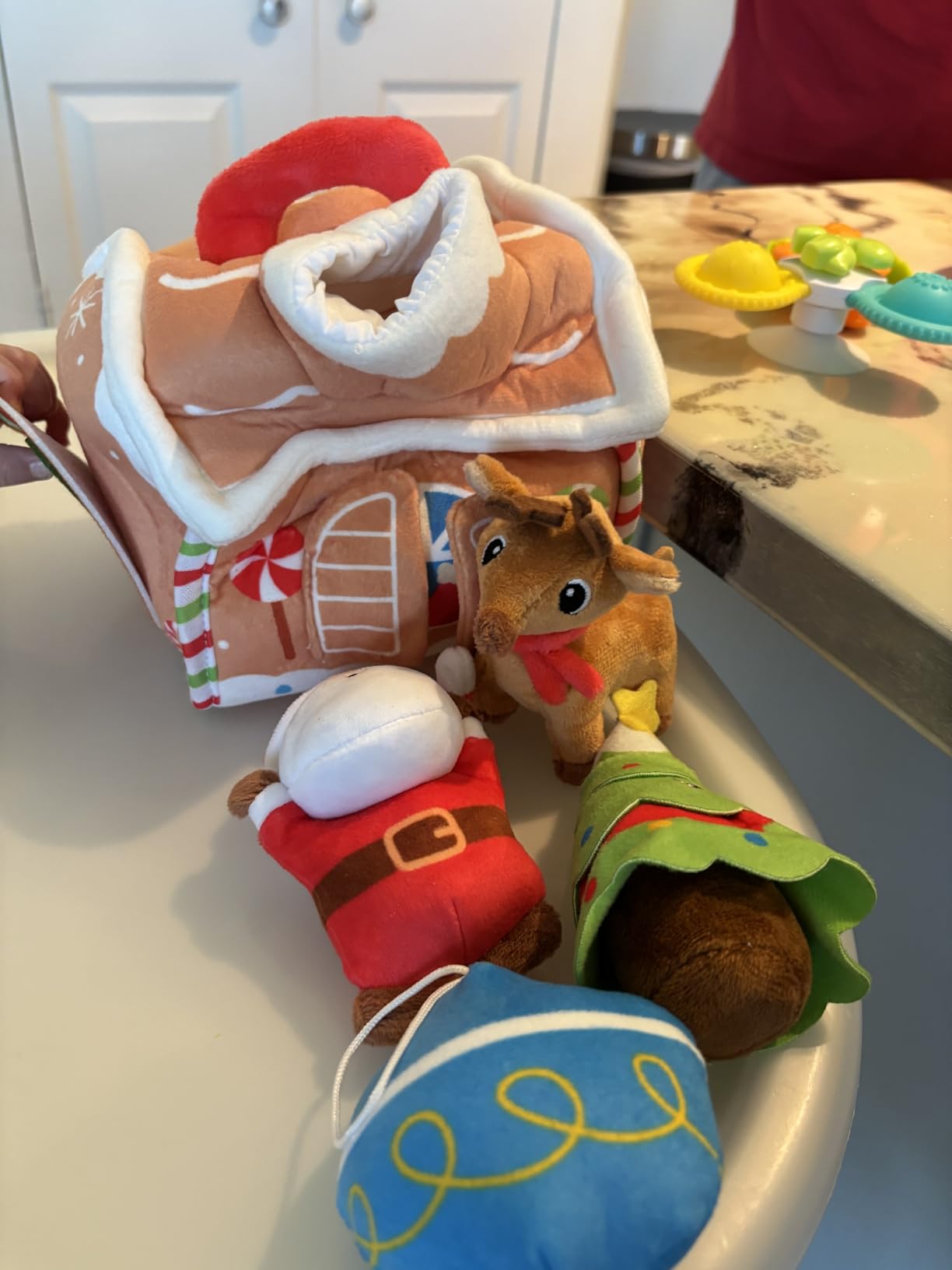 hahaland Baby Toy for 6-12 Months - Musical & Sensory Plush Toy Set with Gingerbread House, Santa, Reindeer & Rattles, Soft Infant Activity Toys, Baby Easter Basket Stuffers customer photo 1