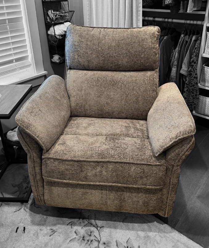 Oversized Rocking Chair Nursery with Massage and Heat, Glider Recliner Nursery Chair with Adjustable Headrest, Power Swivel Rocker Recliner Chair with USB Port, White customer photo 1