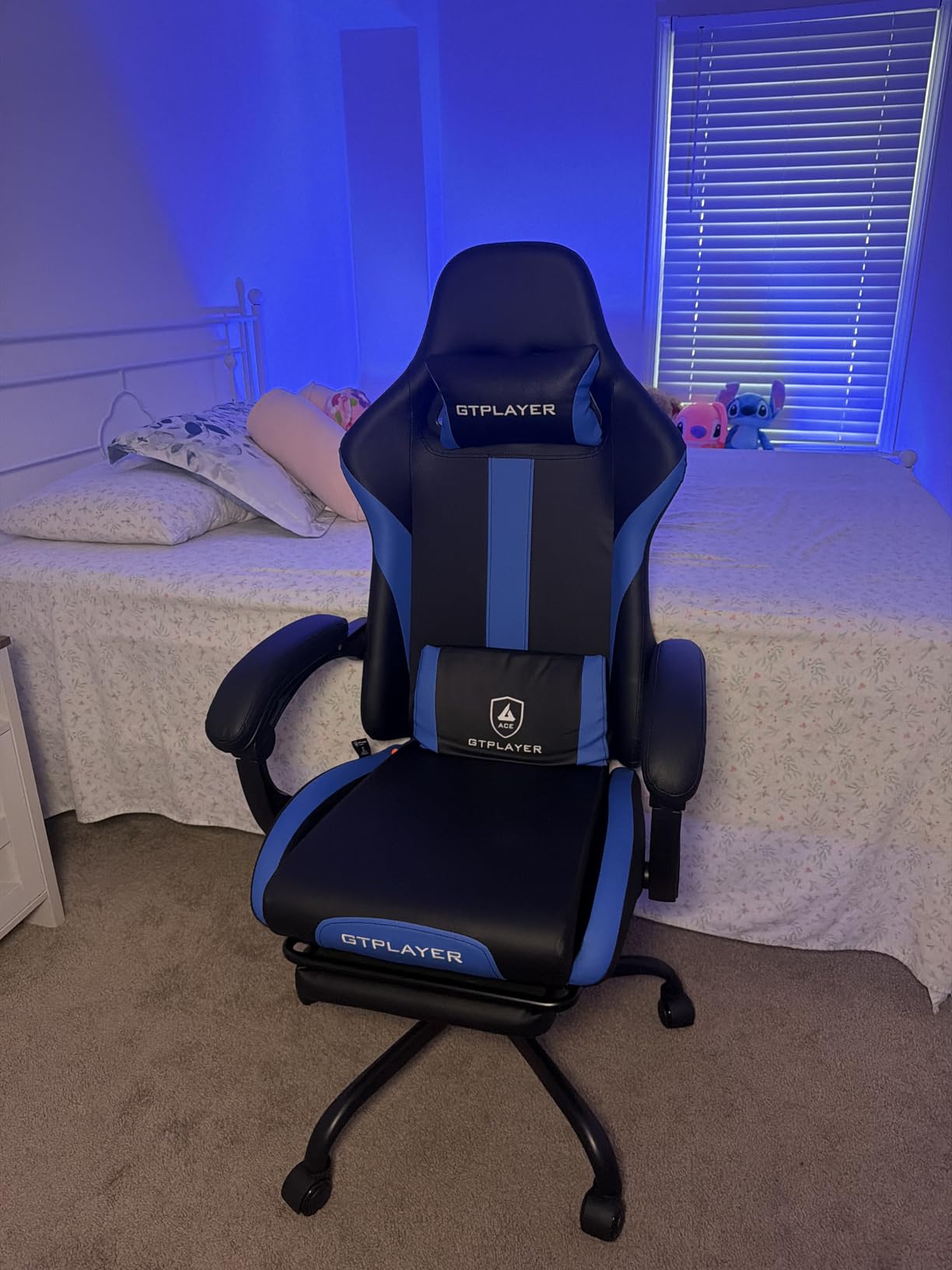 GTPLAYER Gaming Chair with Foot Rest & Pocket Spring Cushion, Breathable Fabric for Home Office Desk, Ergonomic High Back Computer Chair with Headrest & Lumbar Support, Black customer photo 1
