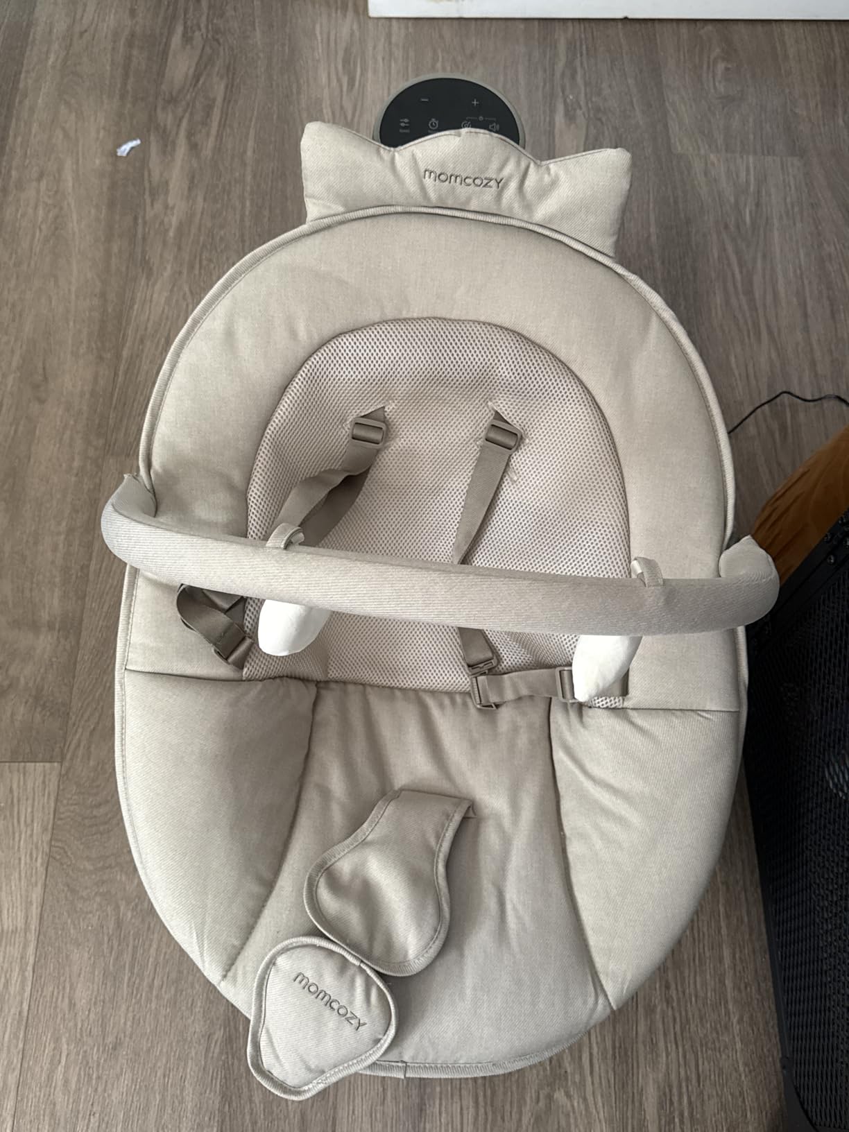 Momcozy 2-in-1 Electric Baby Swing, Dual-Arm Support System & Parent-Inspired Motions, Convertible to Toddler Seat up to 66 lbs, Adjustable Height, Lightweight, Khaki customer photo 1
