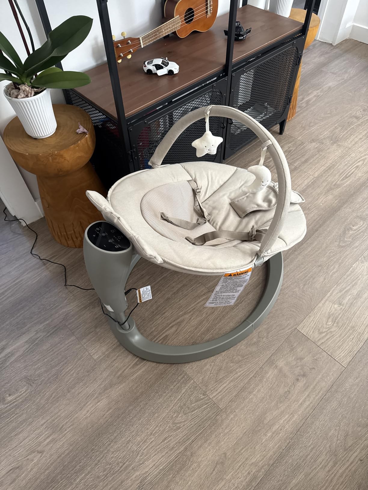 Momcozy 2-in-1 Electric Baby Swing, Dual-Arm Support System & Parent-Inspired Motions, Convertible to Toddler Seat up to 66 lbs, Adjustable Height, Lightweight, Khaki customer photo 2