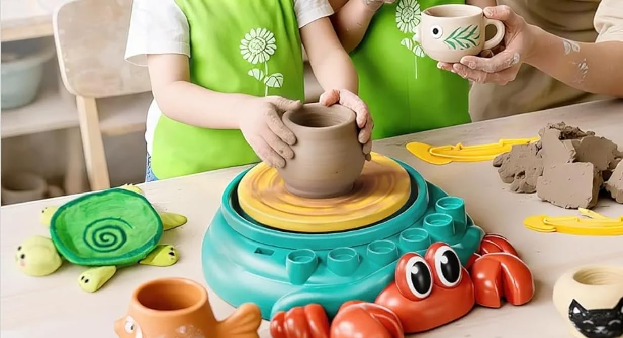 Lehoo Castle Pottery Wheel for Kids, Complete Pottery Arts and Crafts for Kids Ages 8-12 with Air Dry Clay Painting Kit Sculpting Tools, Art Supplies for Girls Boy Birthday Gift for Ages 6+ customer photo 2