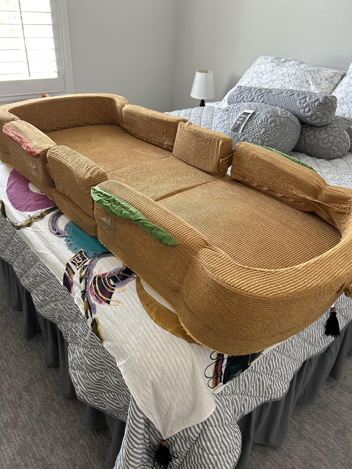 Toddler Travel Bed Sandwich Style - Portable Toddlers Floor Beds, Foldable Soft Foam Travel Crib for Baby and Kid, Washable Cover Toddler Cot with Safety Rail for Travel, Home/Travel Sleep customer photo 2