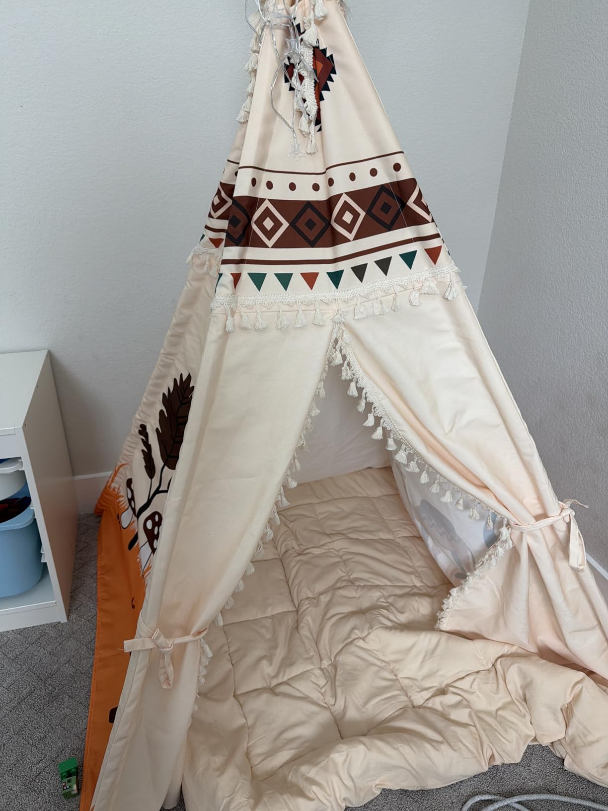 Teepee Tent for Kids, Play Tent with Padded Mat & Star Lights, Indoor Play Tent for Girls & Boys, Pastoral Chicken customer photo 1