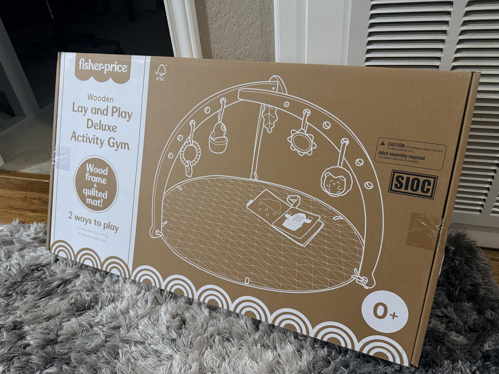Fisher-Price Wood Baby Playmat Lay & Play Deluxe Activity Gym with Wooden Frame & Tummy Time Sensory Toys for Newborns 0+ Months customer photo 2