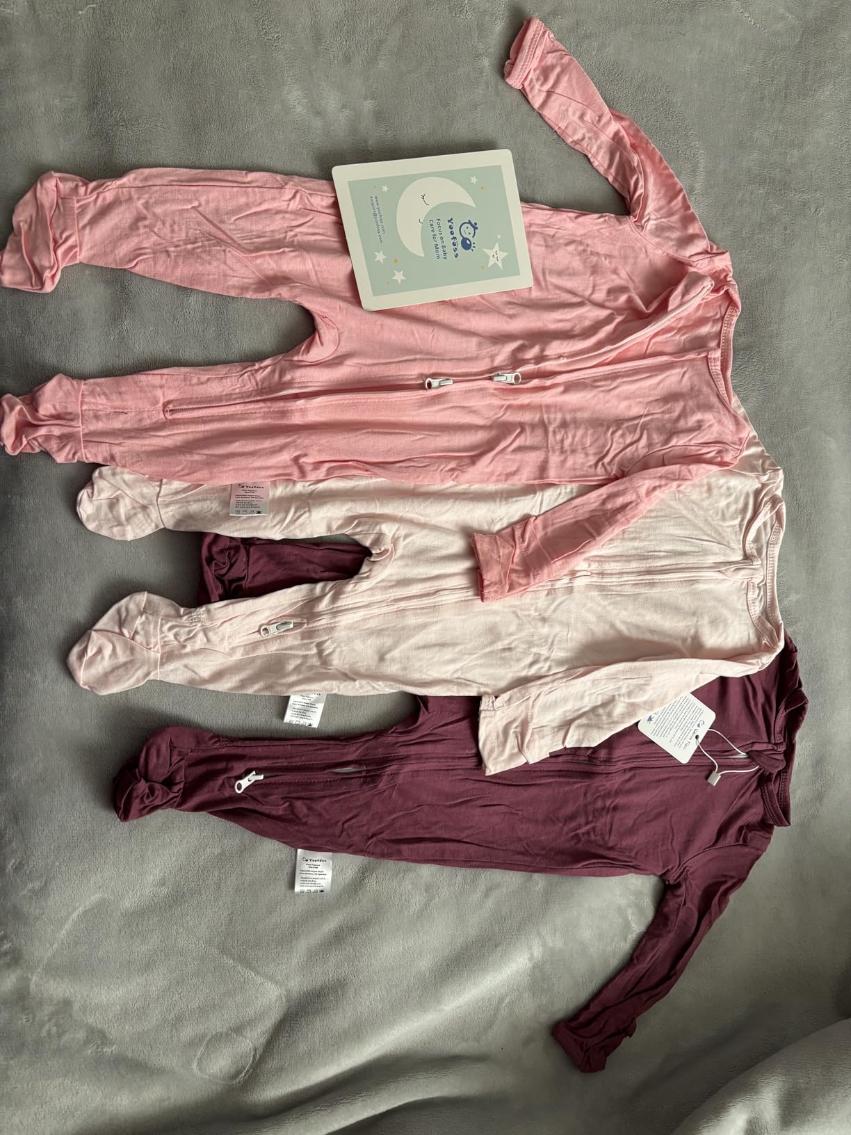 Rayon Made From Bamboo Baby Pajamas 3pcs Newborn Sleepers, Footed PJs customer photo 2