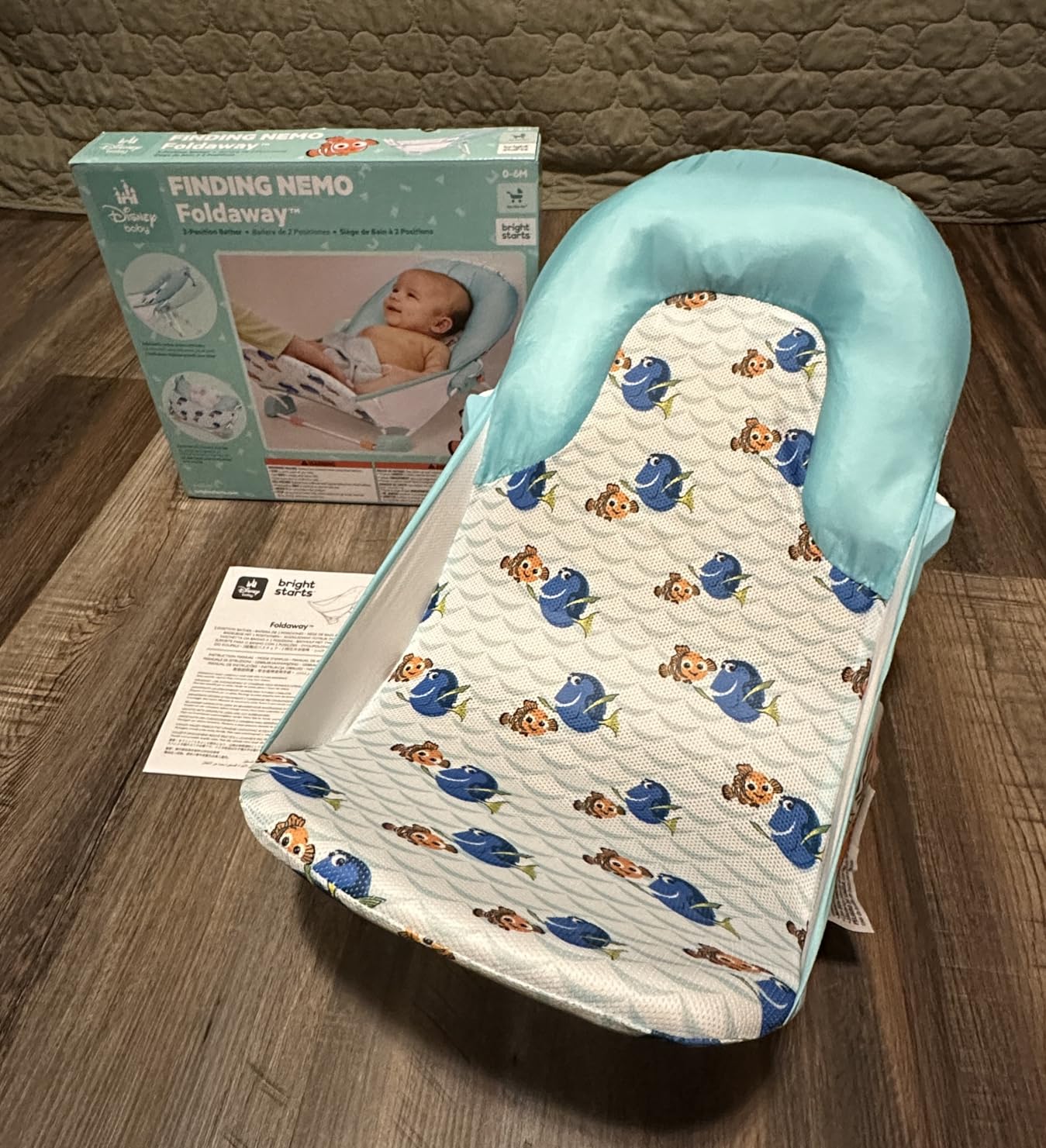 Bright Starts Disney Baby Nemo Foldaway 2-Position Baby Bath Seat, Adjustable Support for Sink or Bathtub, Ages 0-6 Months up to 20 Pounds, Machine-Washable Sling customer photo 2