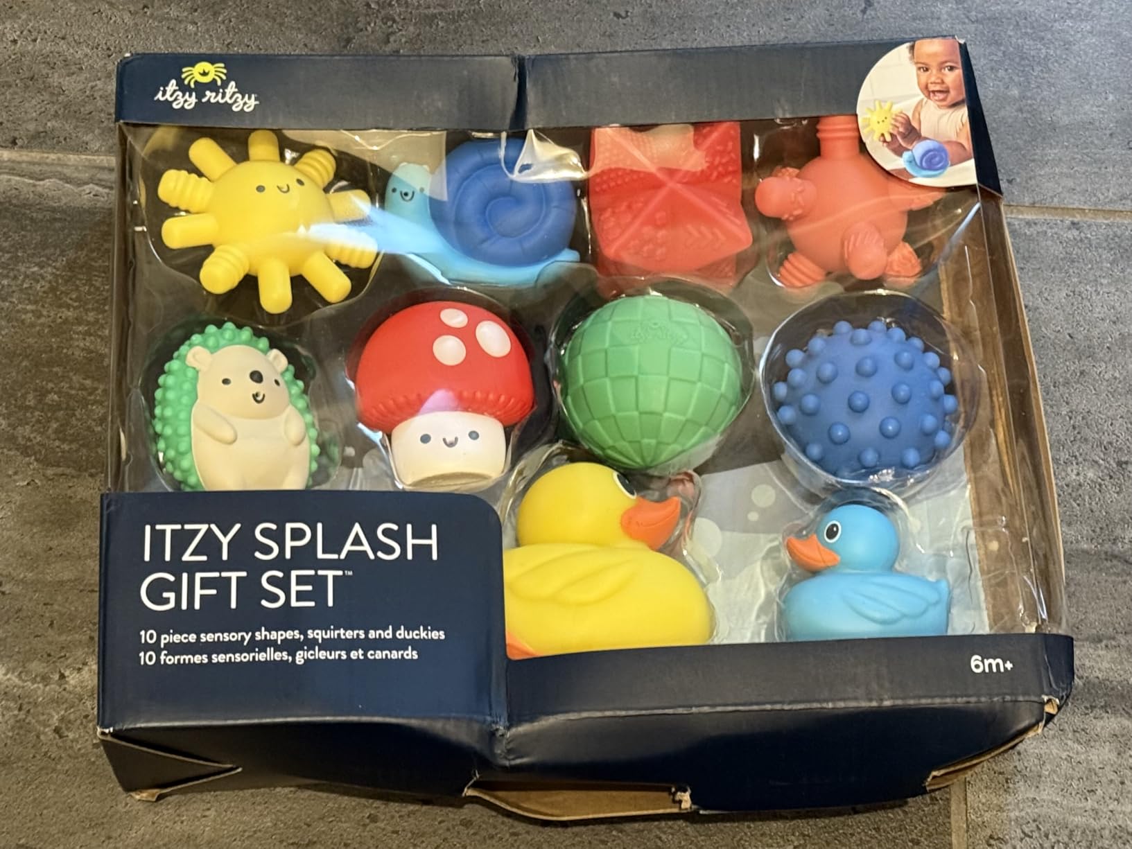 Itzy Ritzy Bathtime Gift Set - 12-Piece Baby Bath Toys for Infants & Toddlers - Stacking Lighthouse, Ring Toss, Scoop, Squirters & Sailboat - Develops Motor Skills & Teaches Cause & Effect (Nautical) customer photo 2