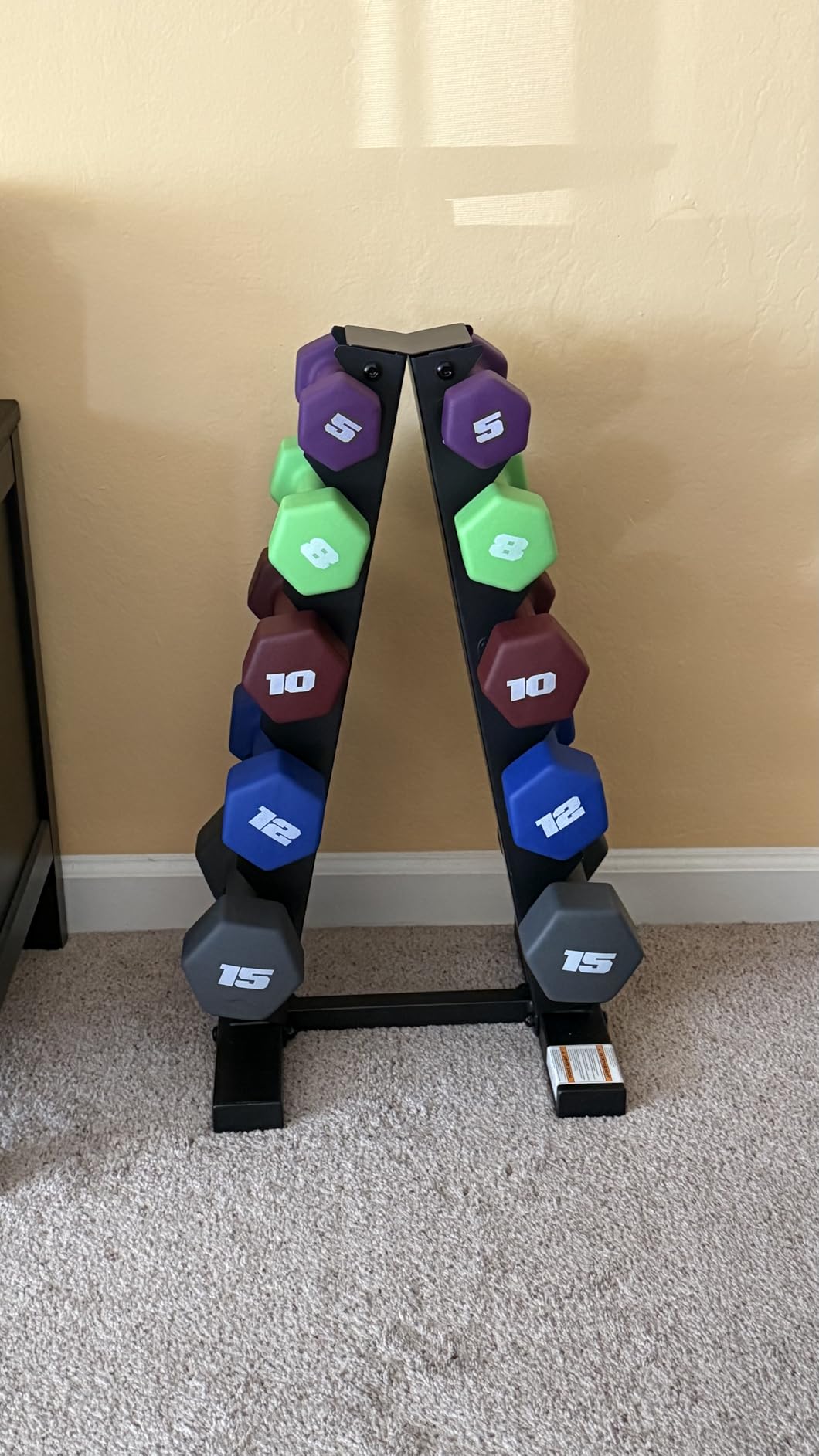 CAP Barbell 100 LB Set of Neoprene Dumbbells with Rack Color Series | 5, 8, 10, 12 and 15 LB pairs customer photo 1