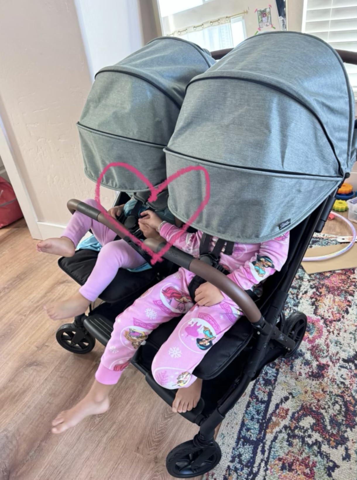 Strolee Lightweight Double Side by Side Stroller for Travel - 22 Lbs, 9.5