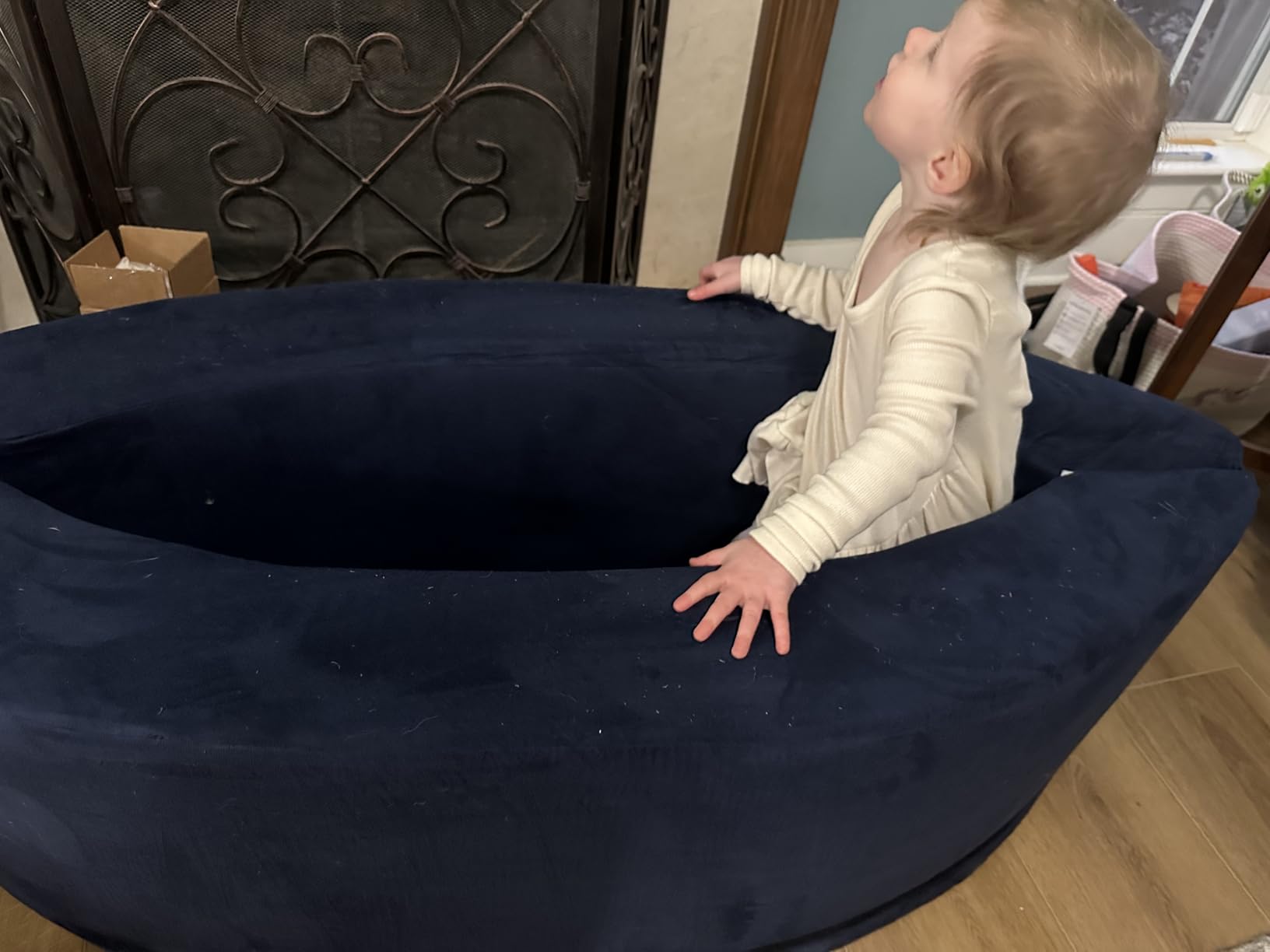 TED KANGAROO Sensory Chair for Kids - Sensory Soft Canoe for Children - Deluxe Adjustable Compression Peapod Foam Dark Blue customer photo 2