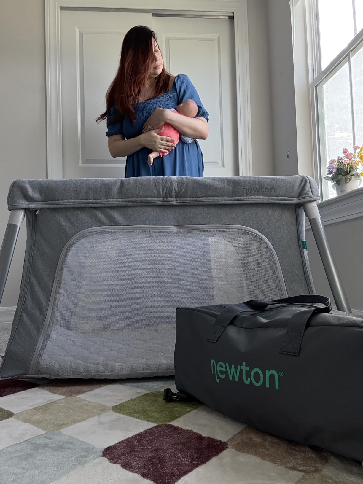 Newton Baby Compact Travel Crib & Play Yard | Breathable & Washable Mattress, Foldable Carry-On Size, Backpack Straps, Grey customer photo 1
