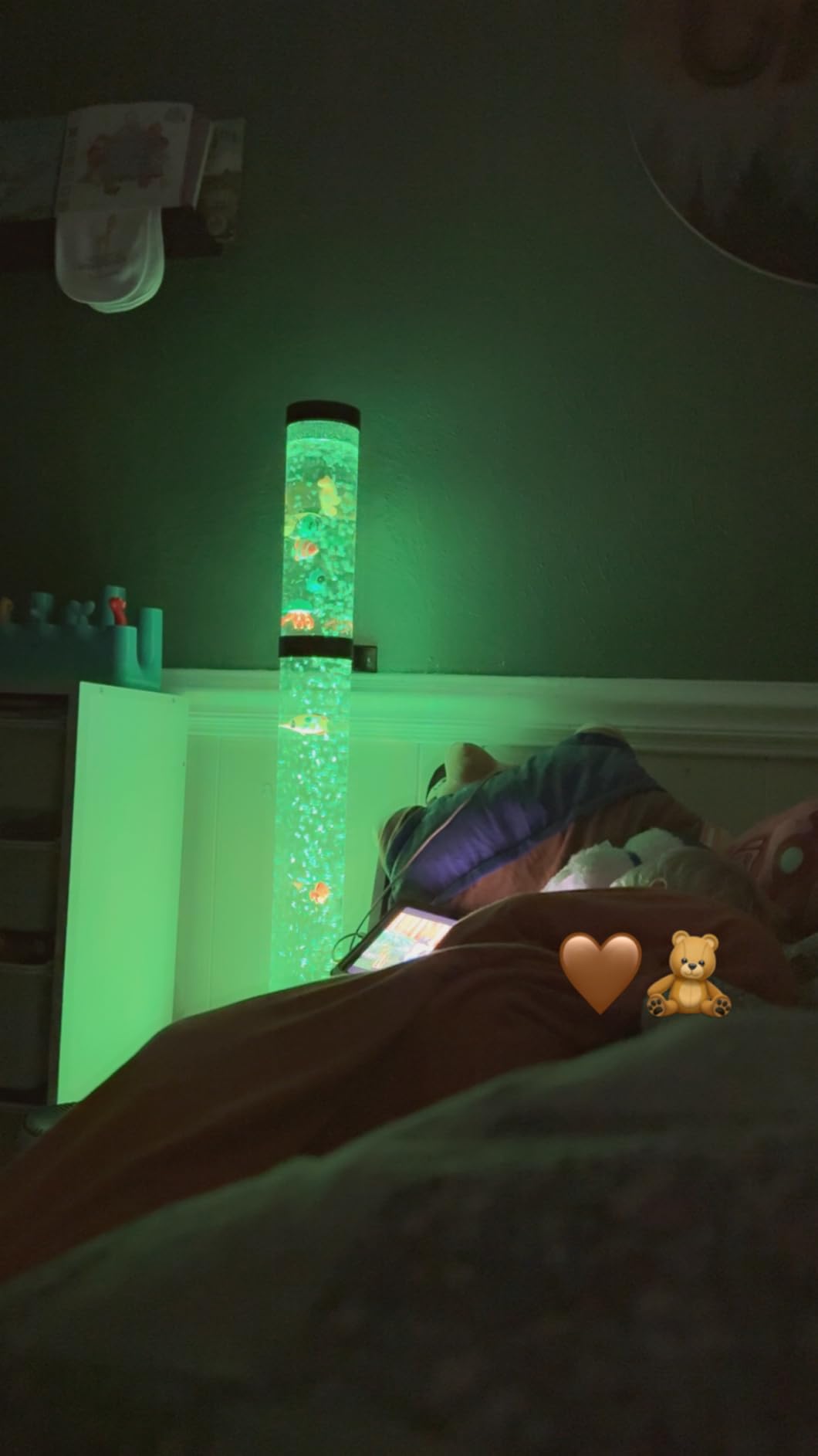 Special Supplies Aquarium Sensory Fish Bubble Light Tube with 16 LED Color Changing Nightlight Effect, Remote Control and Fish Colorful Floor Standing Lamp for Kids and Adults (4 feet) (Black) customer photo 2