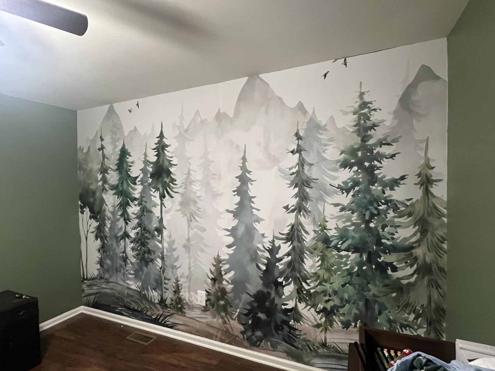 YIHWM Peel and Stick Nursery Forest Wallpaper Children's Room Boys Bedroom Watercolor Tree Large Self-Adhesive Wall Mural 118 x 85 (69 Square Foot) customer photo 1
