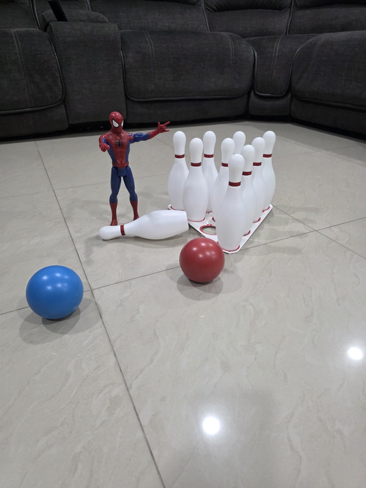 Kids Bowling Set - 10 White Plastic Pins & 2 Lightweight Bowling Balls - Family Fun Indoor & Outdoor Toddler Bowling Set Game for Boys & Girls, Educational & Active Play Toy, Birthday Gift Ages 3+ customer photo 1