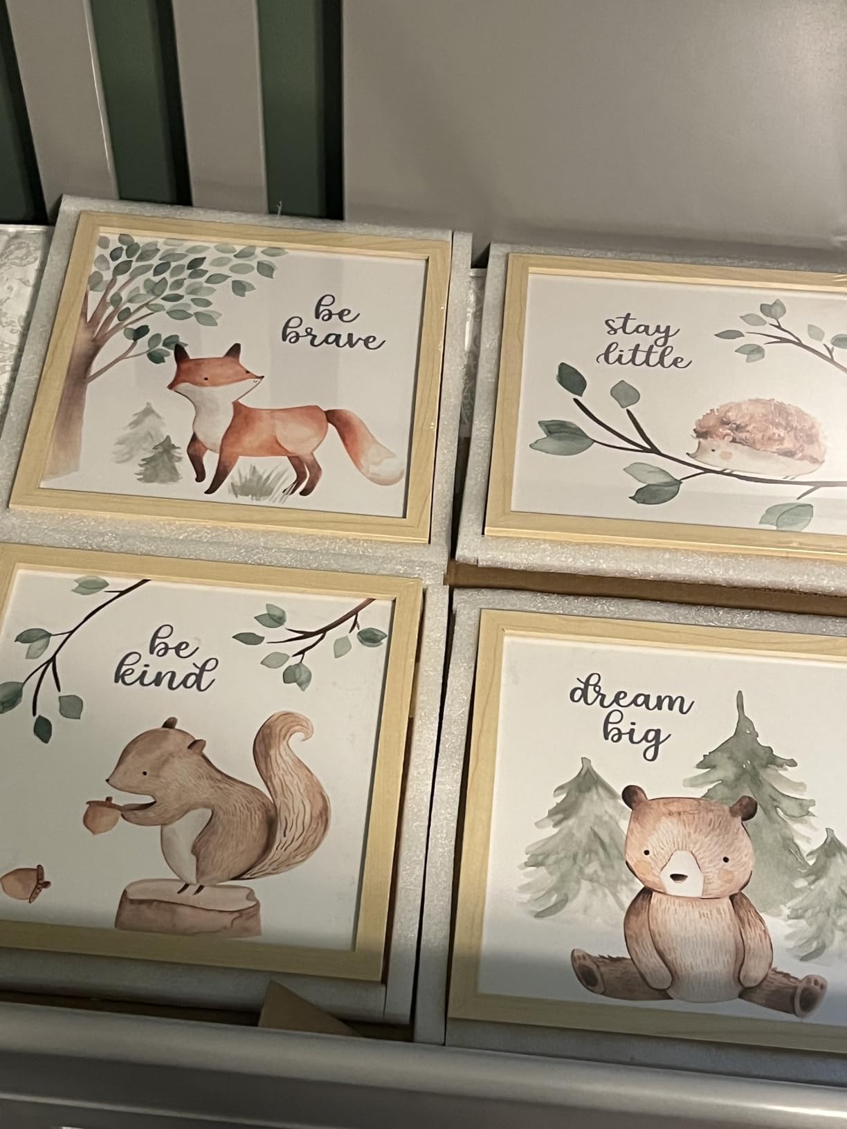 ArtbyHannah Framed Woodland Nursery Wall Decor, 4 Pack Forest Animal Safari Wall Art Prints for Baby Kids Bedroom Toddler Playroom Decoration, Gallery Wall Frame Set, Artwork 8x8 Inch customer photo 1