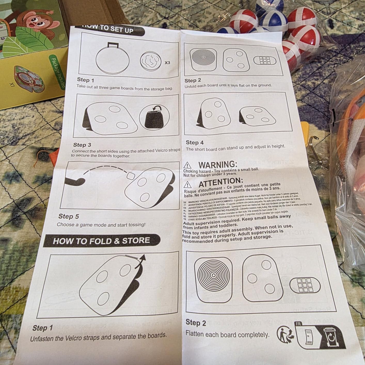 JOYIN 3-in-1 Animal Bean Bag Toss Game for Kids, Portable Corn Hole Games with Tic Tac Toe & Small Sticky Balls, Indoor & Outdoor Toys for Party Yard Beach Lawn, Birthday Gift for Boys Girls Toddlers customer photo 1