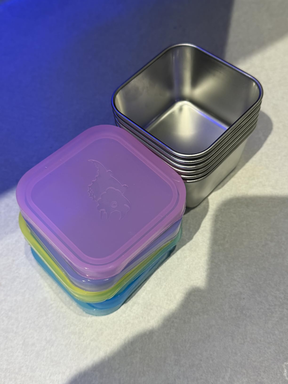 Tanjiae 3-Pack Stainless Steel Snack Containers for Kids & Toddlers - 550ml (18oz) Leakproof Colorful Lids with Cute Dinosaurs | LFGB Certified, Stackable Metal Lunch Box for Daycare, School, Travel customer photo 2