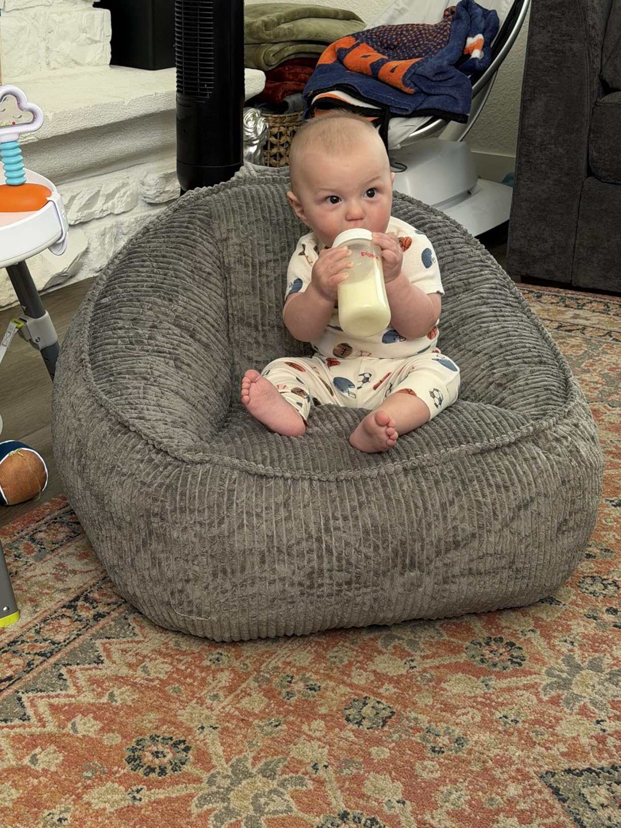 HUGHEAVEN Large Bean Bag Chairs for Kids,Bean Bag Chairs for Kids 8-12,Comfy Bean Bag Sofa with Back Support,Big Bean Bag Couch & Chair for Bedroom, Floor Sofa for Relaxing and Reading,Grey customer photo 1