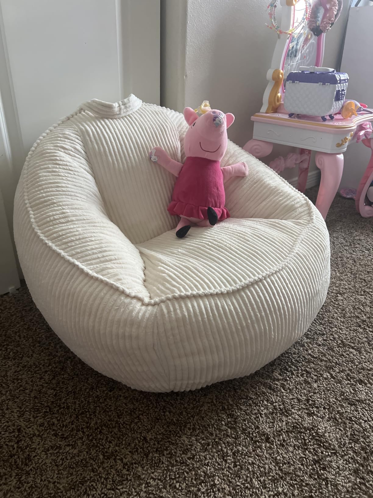 HUGHEAVEN Large Bean Bag Chairs for Kids,Bean Bag Chairs for Kids 8-12,Comfy Bean Bag Sofa with Back Support,Big Bean Bag Couch & Chair for Bedroom, Floor Sofa for Relaxing and Reading,Grey customer photo 2