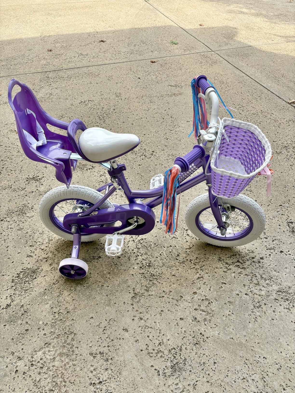 KORIMEFA Girls Bike for Ages 2-12 Years, 12 14 16 20 Inch Toddler Kids Bicycle with Training Wheels, Little Small Princess Bicycle, Coaster Brake customer photo 2