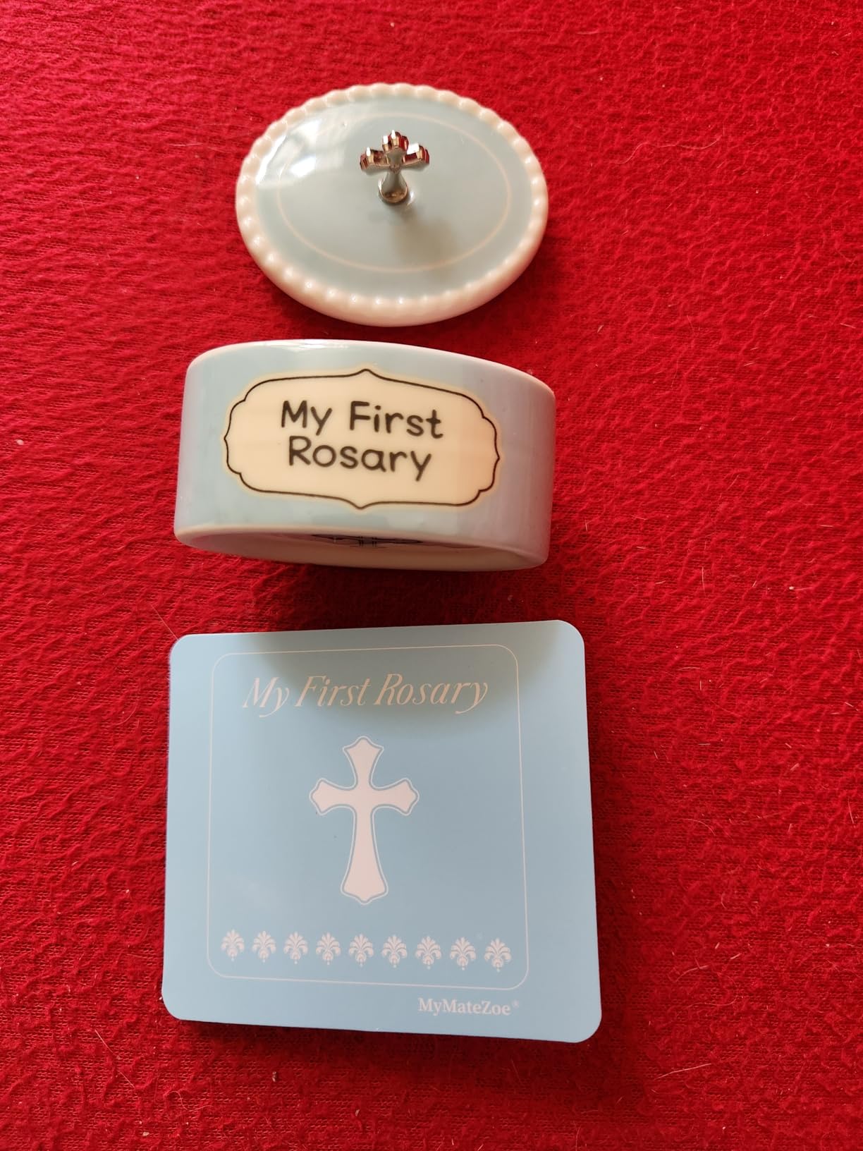 Baptism Gifts for Boys - My First Rosary with Ceramic Keepsake Box, Christening Gift Set, Catholic Rosary for Kids, Baptism, First Communion & Baby Dedication Gifts for Newborn Baby Boys customer photo 1