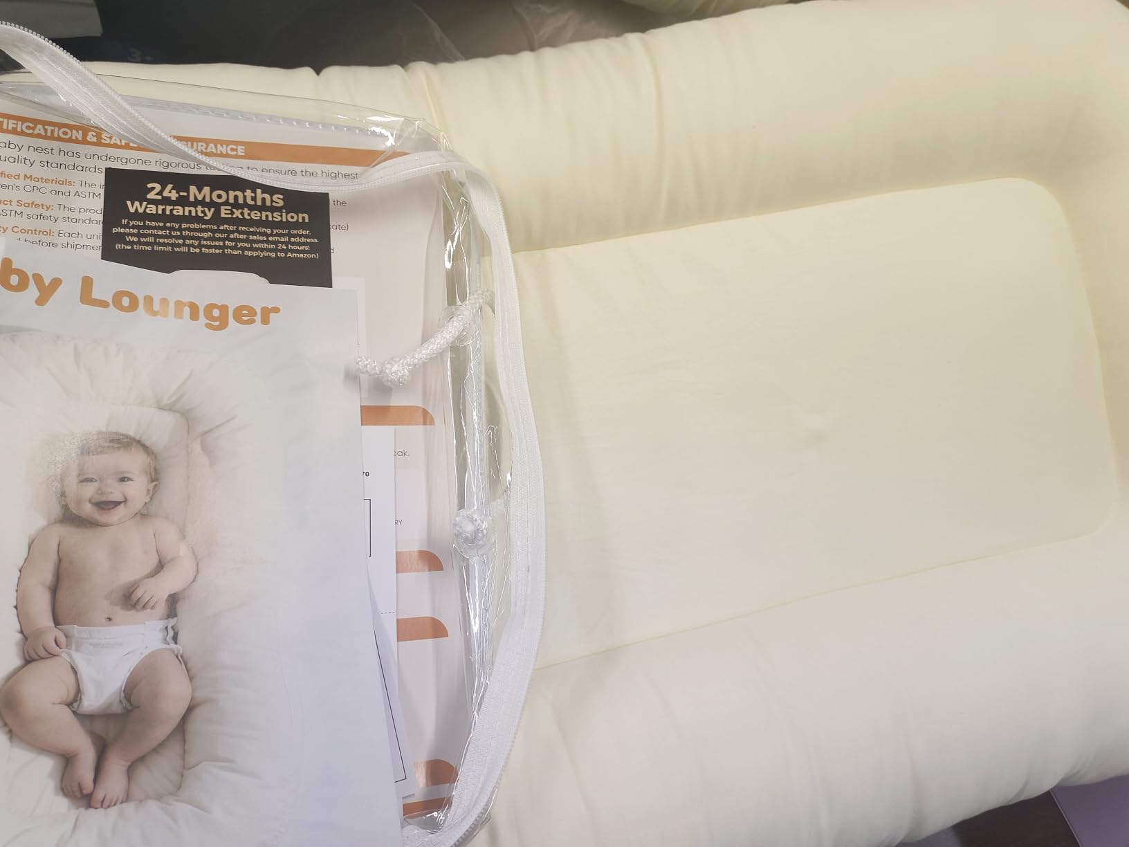 Baby Lounger & Snuggle Nest for Newborn 0-24 Months, Baby Nest Supervised Breathable Cotton for Newborn, Breathable Portable Infant Lounger for Travel and Home, Blue (Lounger Cover Included) customer photo 1
