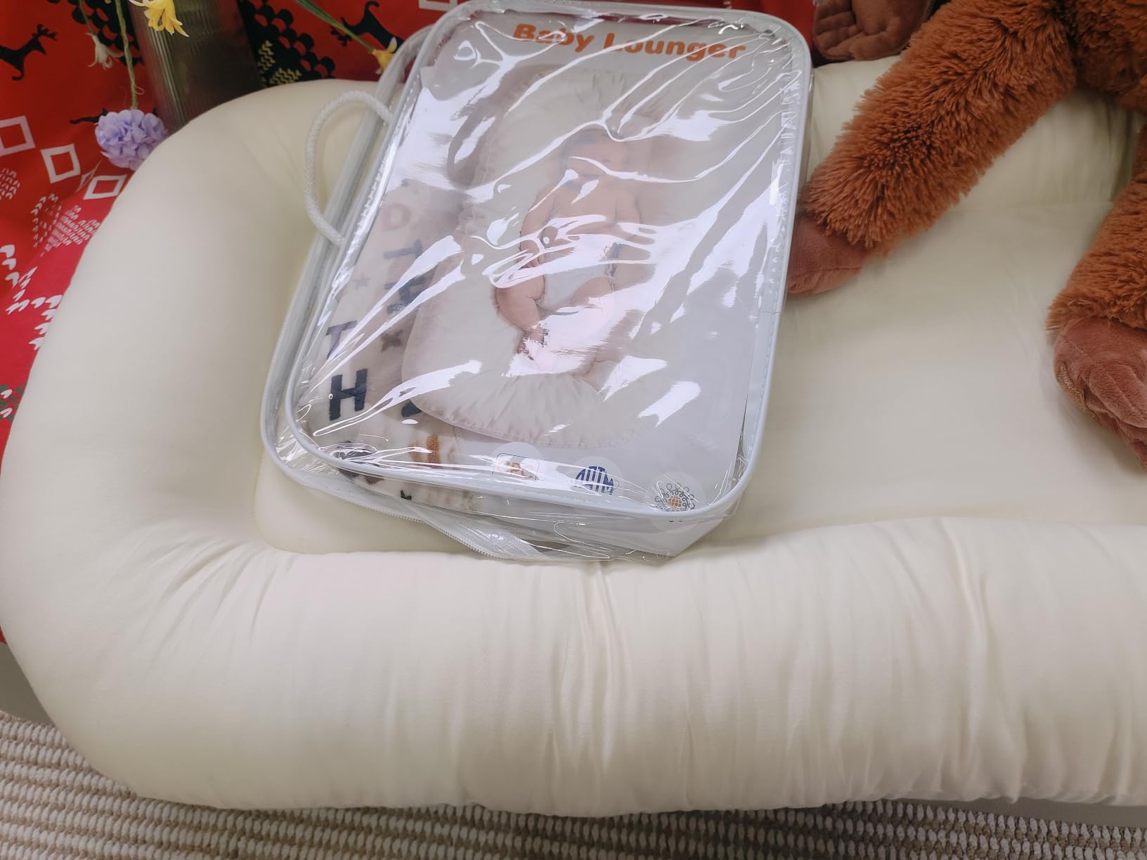 Baby Lounger & Snuggle Nest for Newborn 0-24 Months, Baby Nest Supervised Breathable Cotton for Newborn, Breathable Portable Infant Lounger for Travel and Home, Blue (Lounger Cover Included) customer photo 2