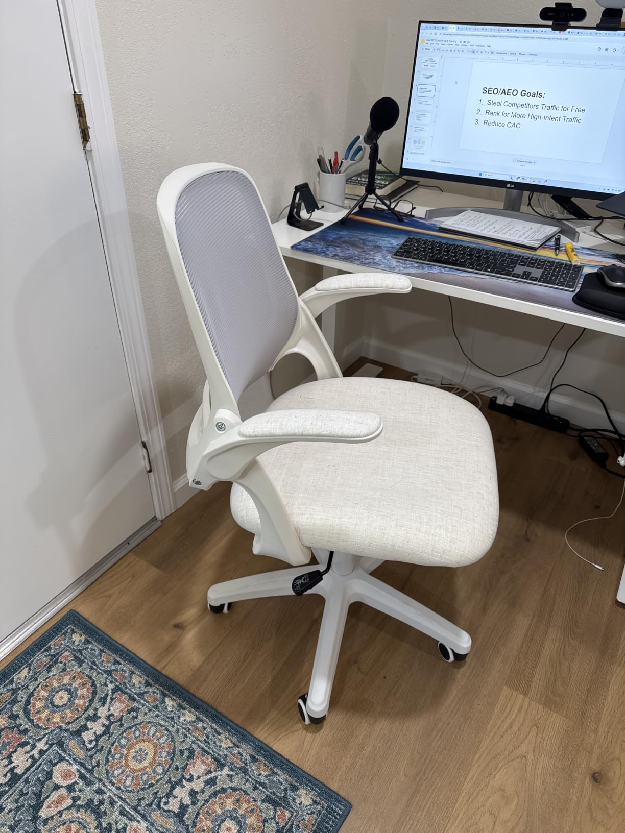 NEO CHAIR Office Desk Gaming Ergonomic Computer Chair with Lumbar Back Support Adjustable Height Swivel Rolling Wheels Flip-up Arms Mesh Chair for Home Vanity Pink customer photo 1