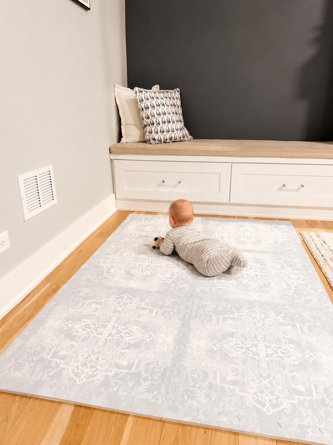 Toddlekind Haven Play Mat - 4x6 Amira Seagrass - Extra Thick Non-Toxic Soft Foam Playmat for Floor - Stylish Interlocking Playroom Puzzle Mat for Kids & Toddlers - 6 Tiles - Odorless customer photo 2