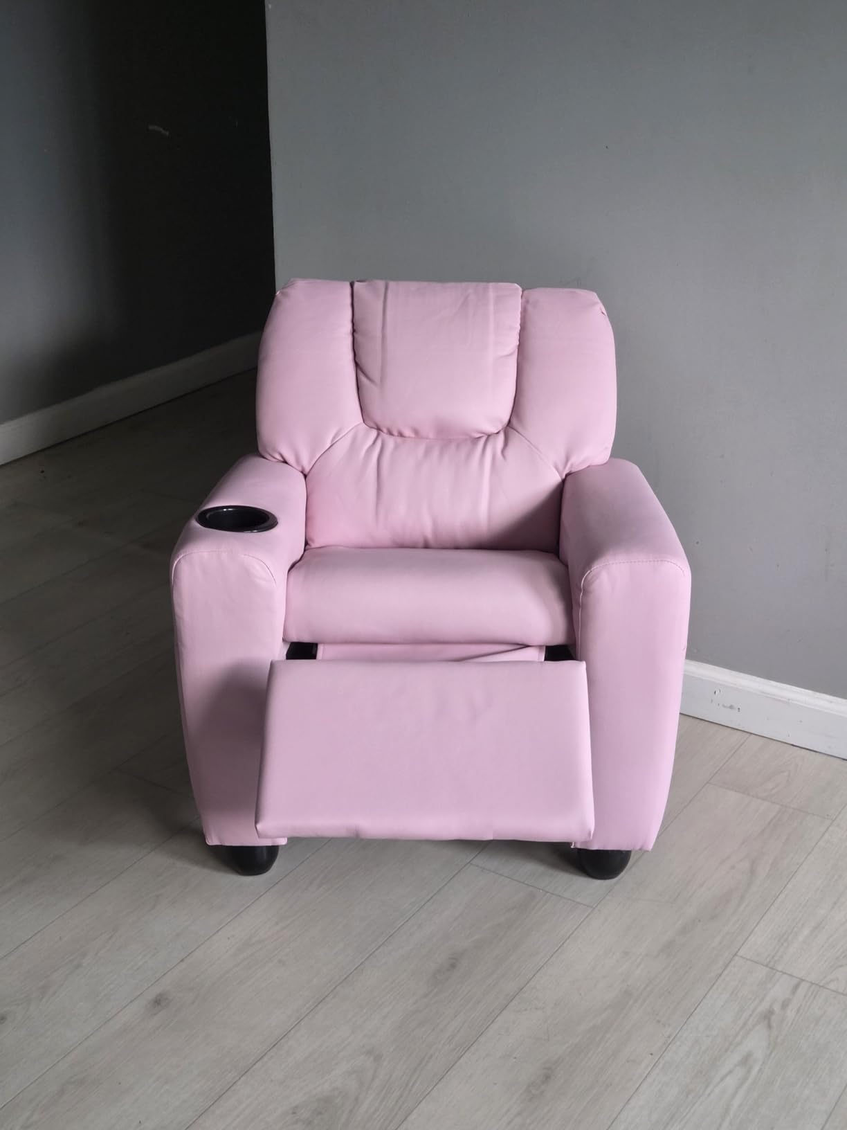 Costzon Kids Recliner Chair with Cup Holder, Toddler Adjustable Lounge Chair w/Footrest for Boys Girls Room, Ergonomic Baby Child Furniture Sofa for Age 3+ Gifts, Kids Mini Recliner up to 150 lbs customer photo 1