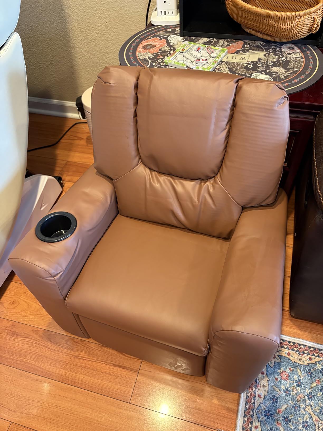 Costzon Kids Recliner Chair with Cup Holder, Toddler Adjustable Lounge Chair w/Footrest for Boys Girls Room, Ergonomic Baby Child Furniture Sofa for Age 3+ Gifts, Kids Mini Recliner up to 150 lbs customer photo 2