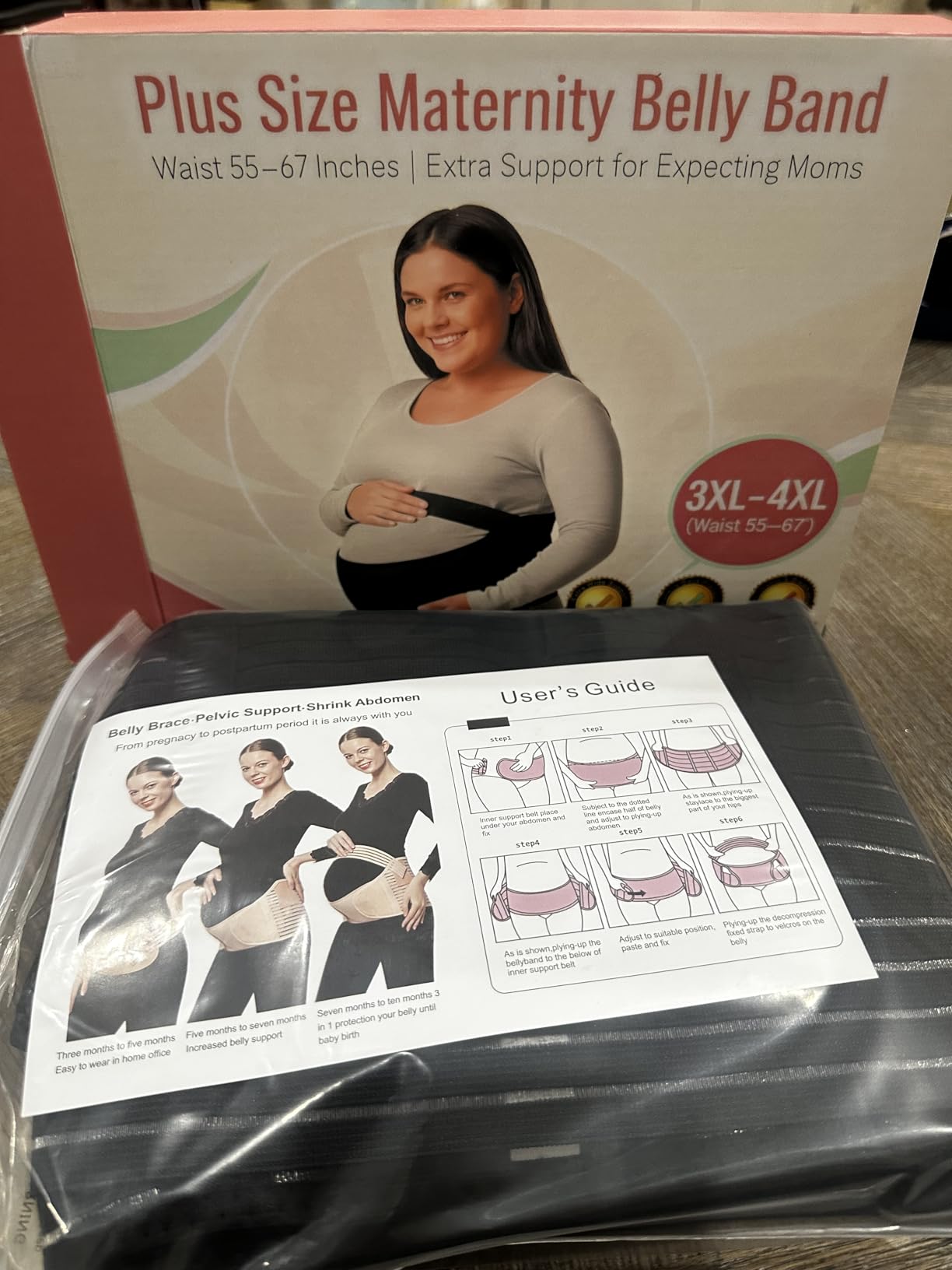 Plus Size Pregnancy Belly Band Extra Large Maternity Support Belt for Belly, Waist & Back Pain Relief Adjustable & Breathable Belly Band for 3XL/4XL Moms (Fits Waist 43