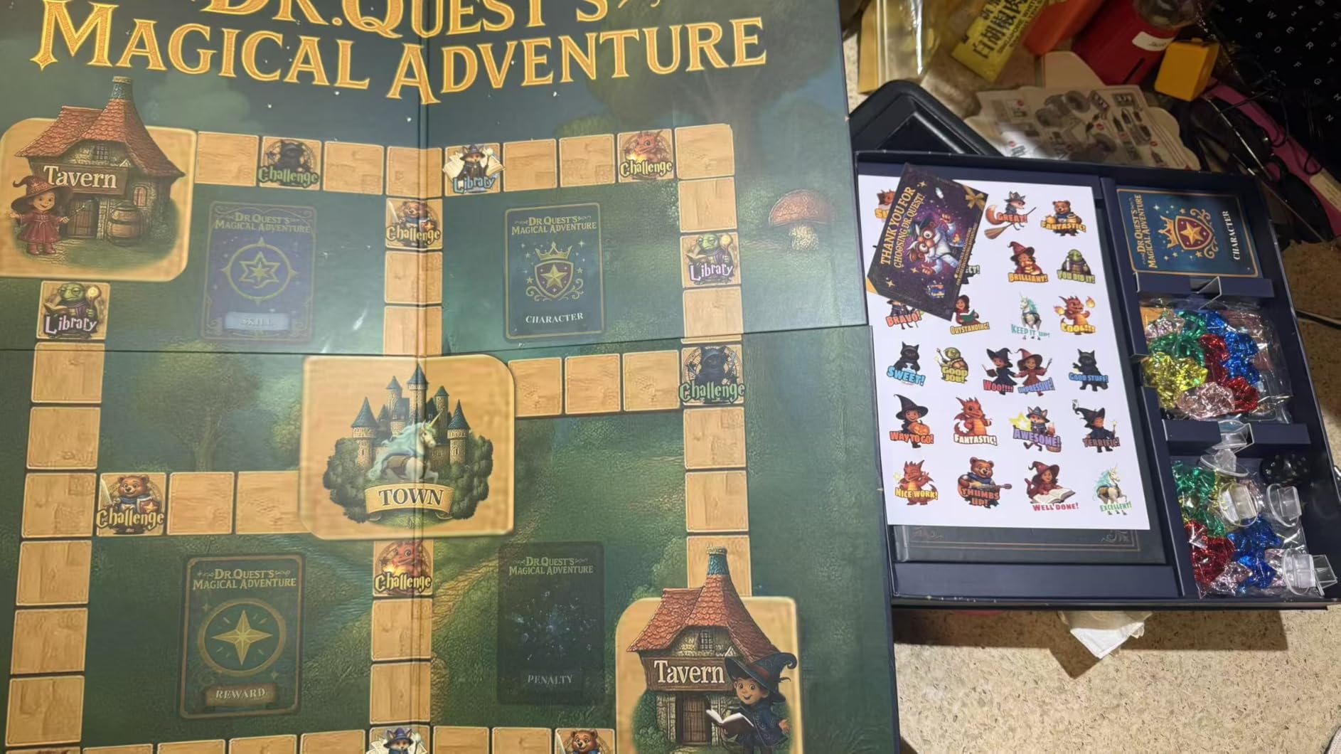 Dr. Quest's Magical Adventure - Educational Board Game for Kids Ages 6-9 - Spelling & Grammar Learning Game, 180 Questions, Screen-Free Homeschool & Family Game customer photo 2