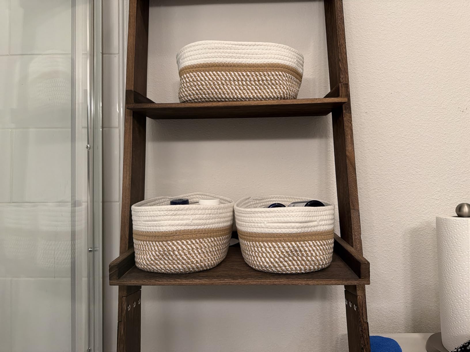 Beautiful Storage Basket Set of 3 - Sturdy Jute Rope Baskets for Shelves Are Perfect for Organizing Your Home - Quality Storage Bins Easily Fit With Any Nursery or Bedroom Decor customer photo 2