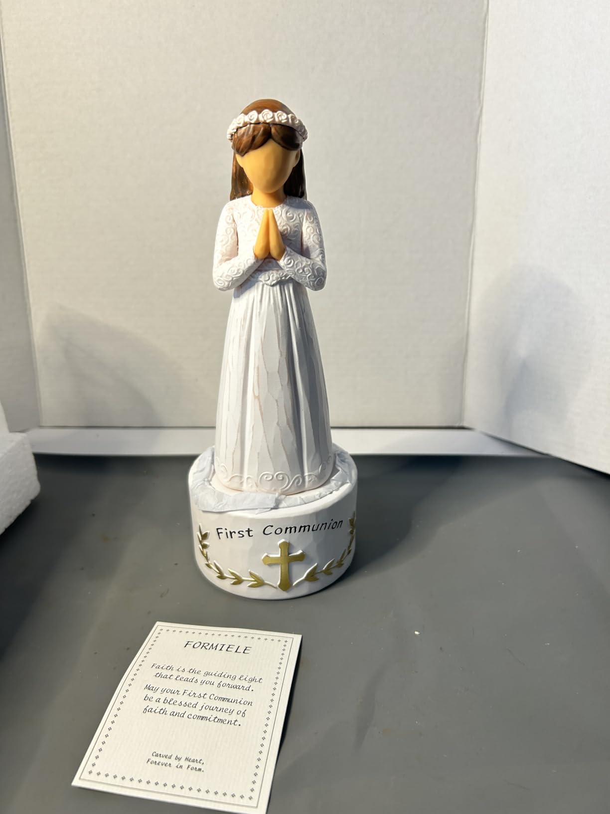First Communion Gift for Boys - 8.3inch 1st Holy Communion Boy Figurine with Keepsake Box, Thoughtful Catholic Gift for Son Grandson or Godson, Resin Christian Present customer photo 1