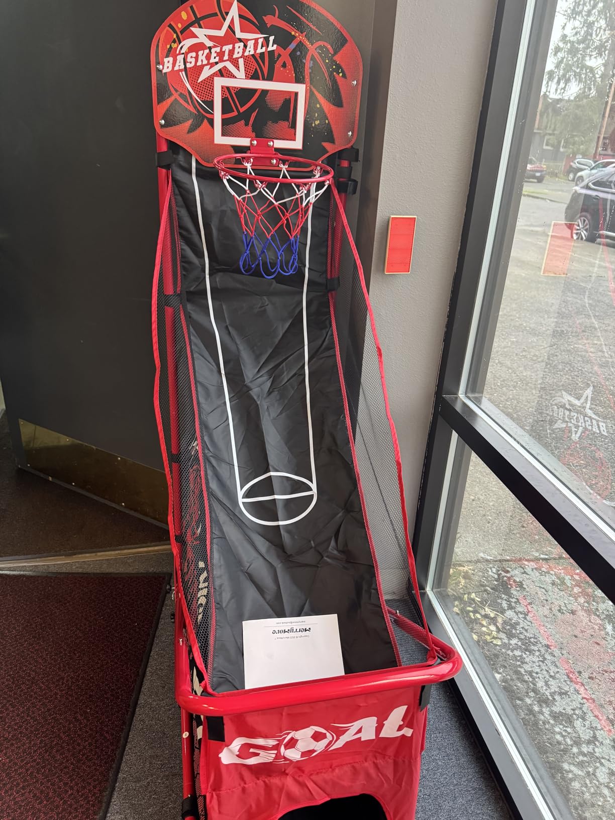 Basketball Arcade Game for Kids: Foldable Basketball Hoop Set with Soccer Goal- Portable Indoor Outdoor Sports Play Toy- Gift for Ages 3-12 Boys Girls- Air Pump and 3 Balls Included customer photo 1
