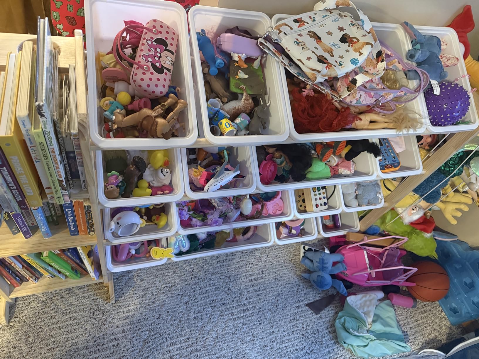 Toy Storage Organizer with Bookshelf and Stuffed Animal Storage - Kids Playroom Organization with Shelves and 12 Toy Bins - Toddler Living Room Toy Box for Lego - Nursery Bedroom Decor Essential customer photo 1