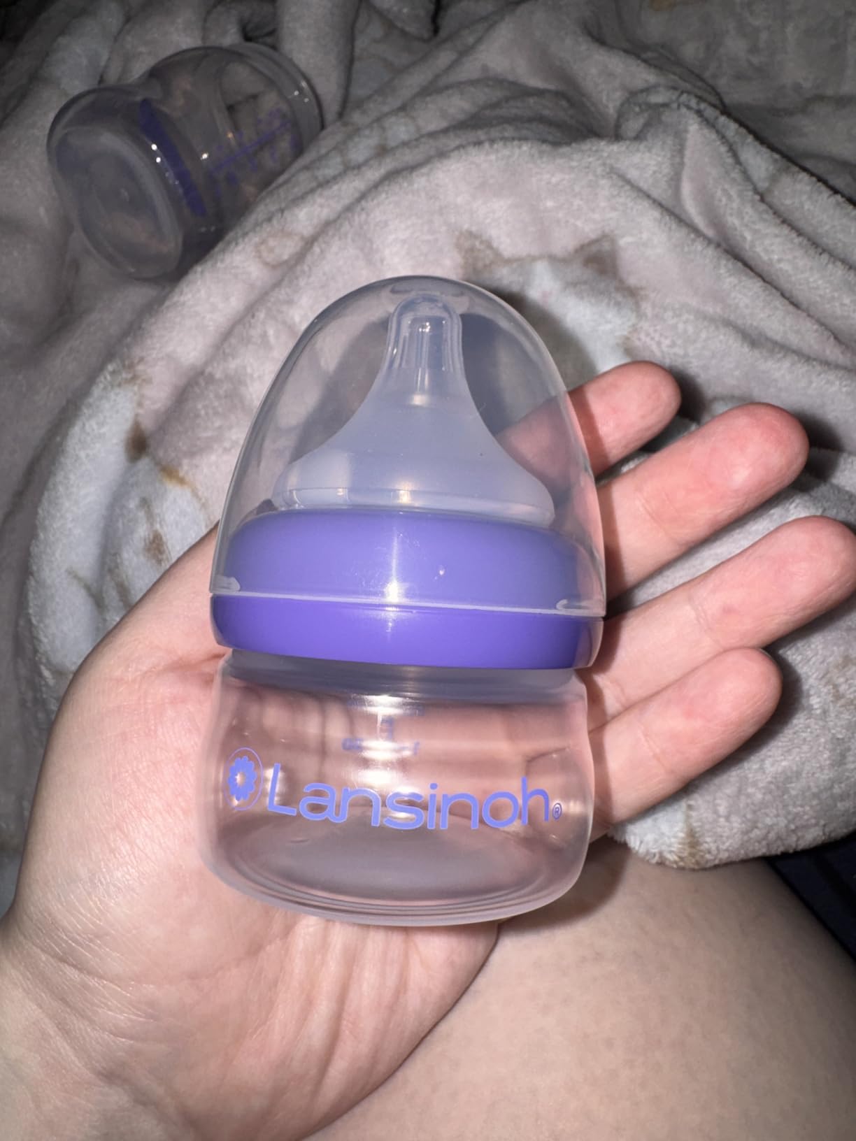 Lansinoh Anti-Colic Baby Bottles, BPA-Free Plastic, 2 Ounces, 2 Count, Extra Slow Flow Nipples (Size XS), Breastfeeding Bottle with NaturalWave Design customer photo 1