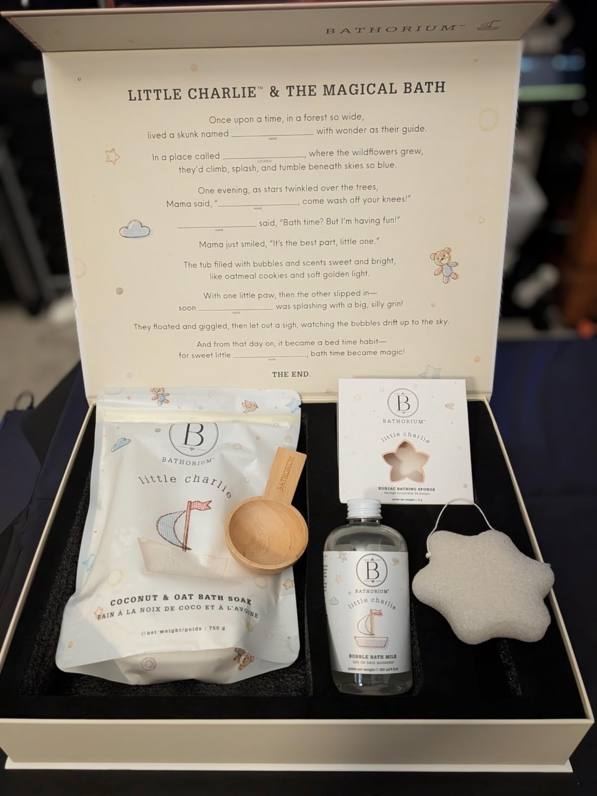 Bathorium Little Charlie My First Bath Ritual Gift Set, Bath Kit with Oat, Coconut & Organic Oils, Soothing Soak, Bubble Bath, Konjac Sponge & Scoop, Gentle, Fragrance-Free Skincare for Babies customer photo 1